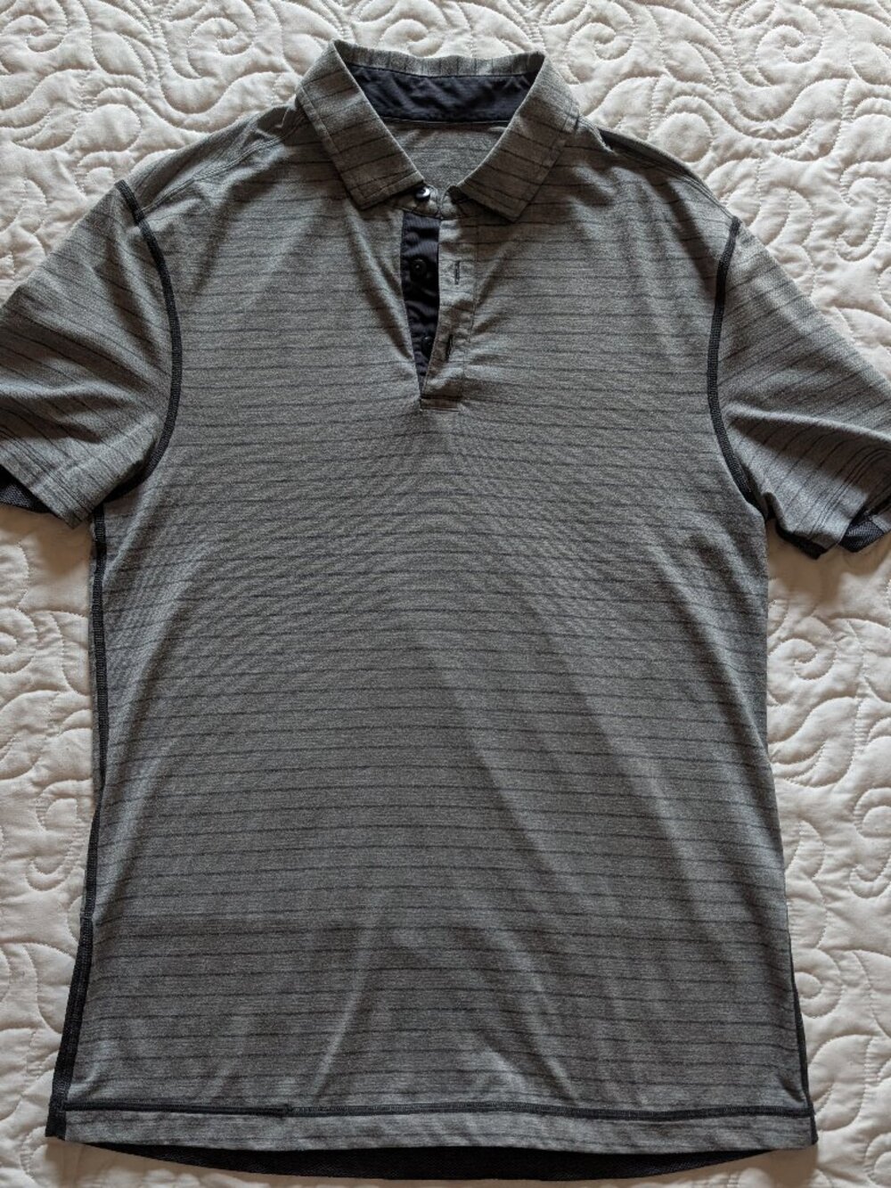 Lululemon Polo Style Shirt, Size S, Gray Stripe
